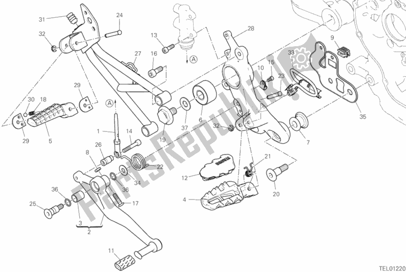 Toutes les pièces pour le Repose-pieds Droit du Ducati Hypermotard 950 SP USA 2020